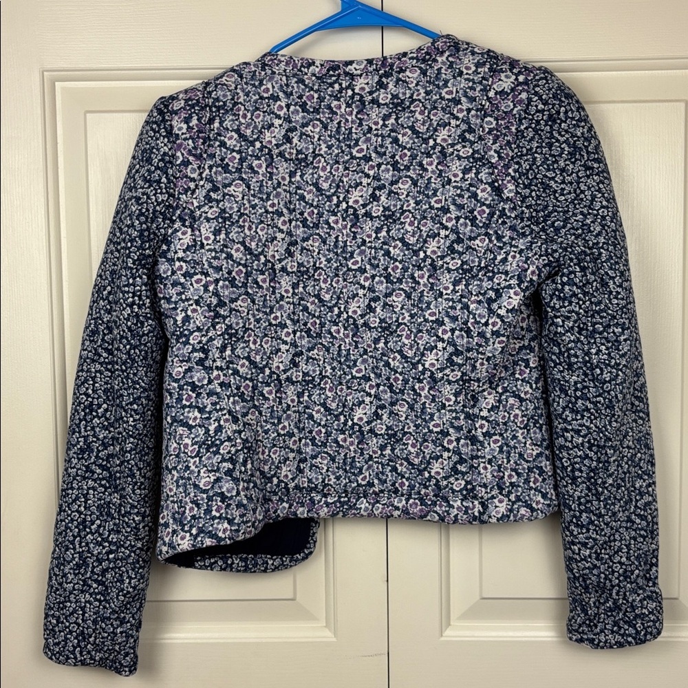 Joie Navy Floral Quilted Cropped Jacket - S - Picture 6 of 7